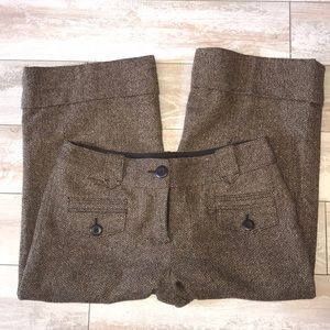 Loft Size 4 Brown Herringbone Wide Leg Capri Pant